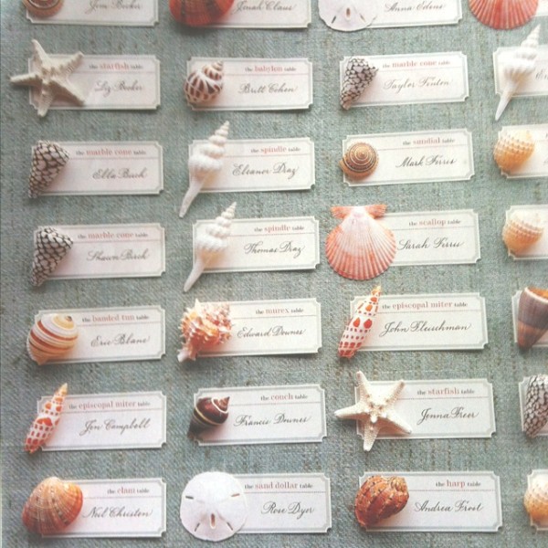 Weddings Philippines - Beach Themed Wedding Projects & DIY Inspiration - Keepsake Seashell Seating Cards