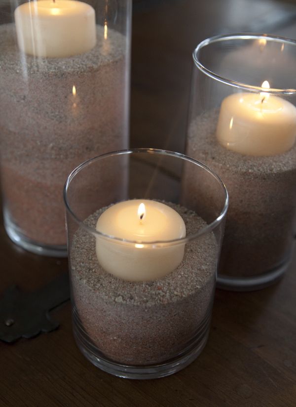 Weddings Philippines - Beach Themed Wedding Projects & DIY Inspiration - Ombre Sand Candle Centerpiece