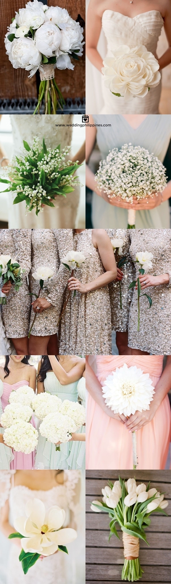 Wedding Philippines - White Single Bloom Flower Bouquet Ideas