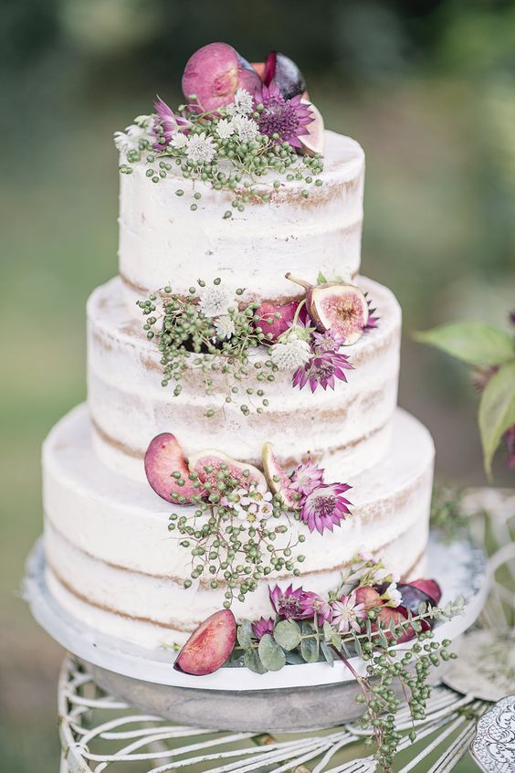 37 Delicious Semi Naked Wedding Cakes - Wedding 